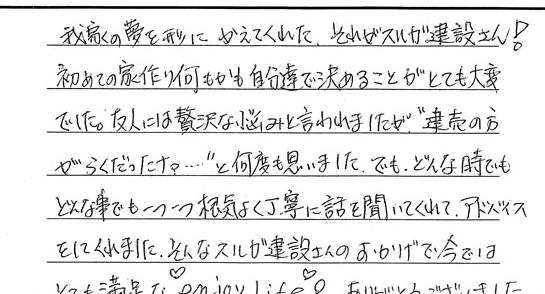 どんな時でもどんな事でも一つ一つ根気よく丁寧に話を聞いてくれたとお話頂きましたCTさん